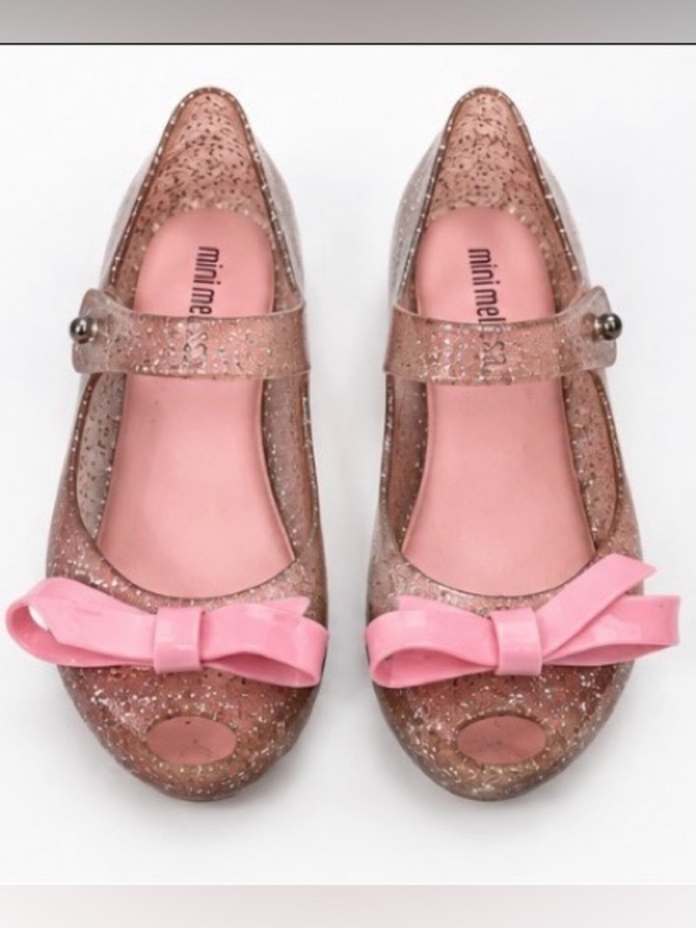 Mini Melissa Pink Glitter Bow Jelly Mary Janes shoes sandals size 11
